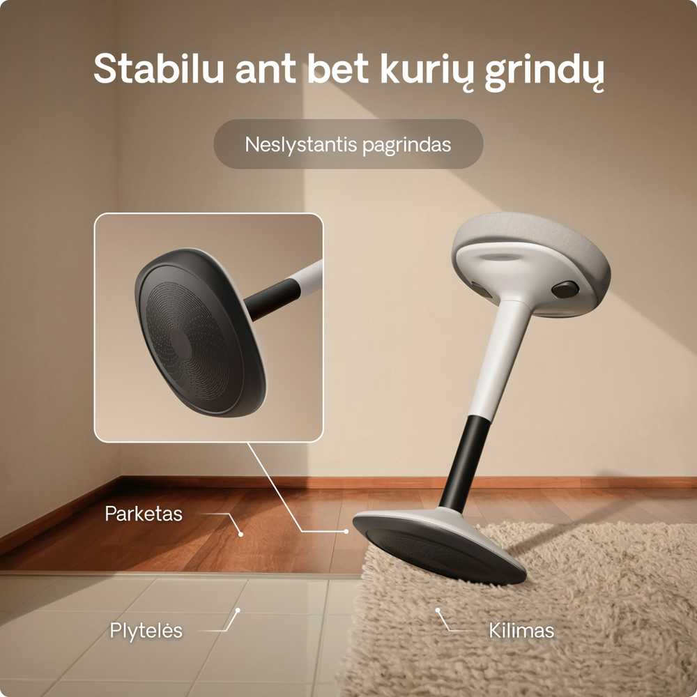 Ergonomiška balansinė kėdė Desktronic Pilka, Neslystantis pagrindas