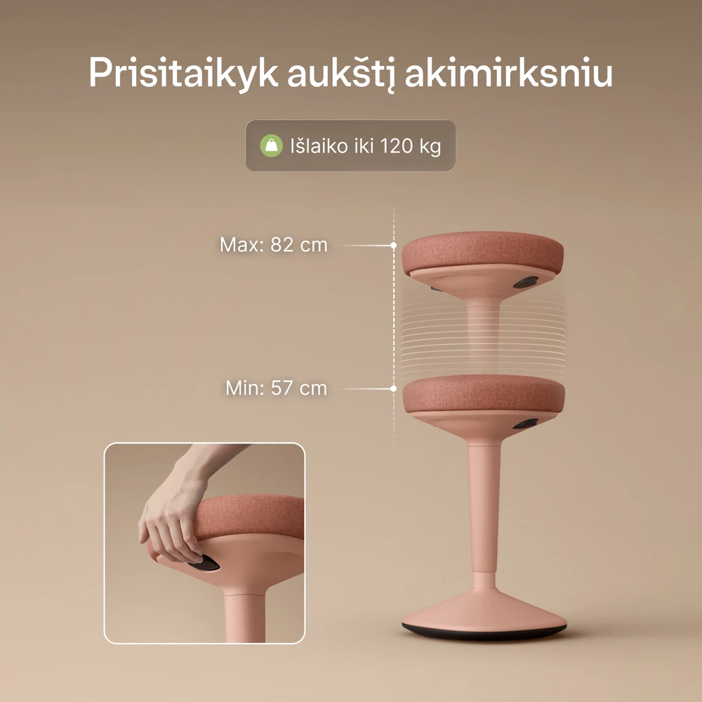 Ergonomiška balansinė kėdė Desktronic Rožinė, Neslystantis pagrindas