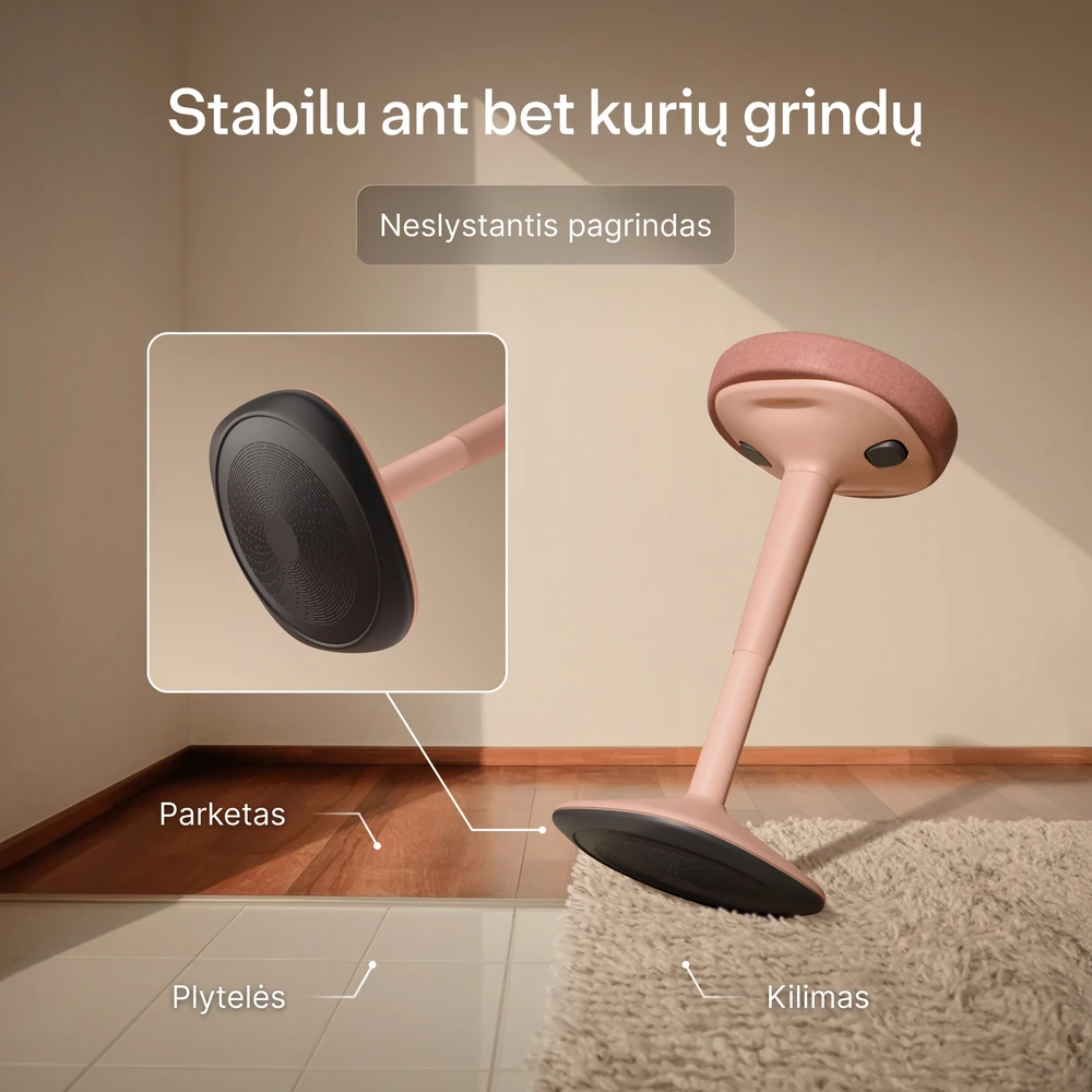 Ergonomiška balansinė kėdė Desktronic Rožinė, Neslystantis pagrindas