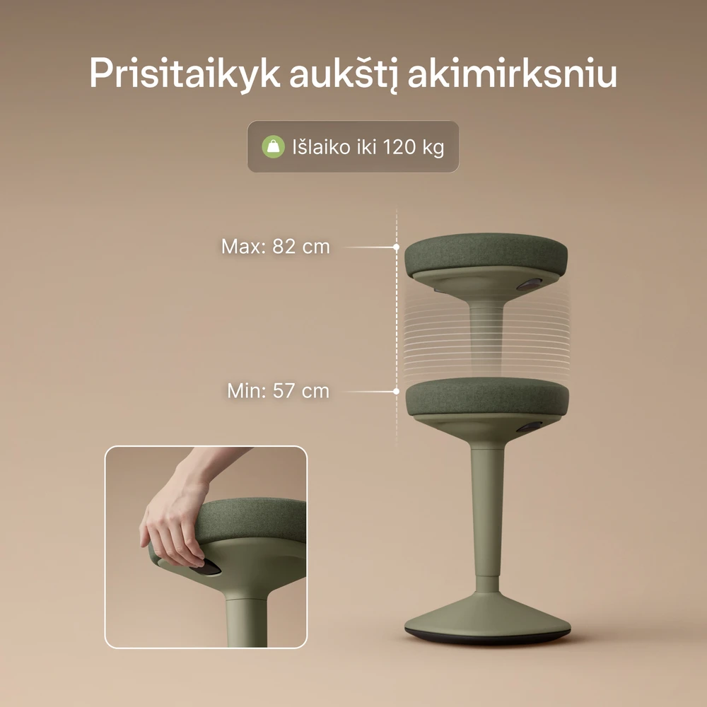Ergonomiška balansinė kėdė Desktronic Žalia, Neslystantis pagrindas