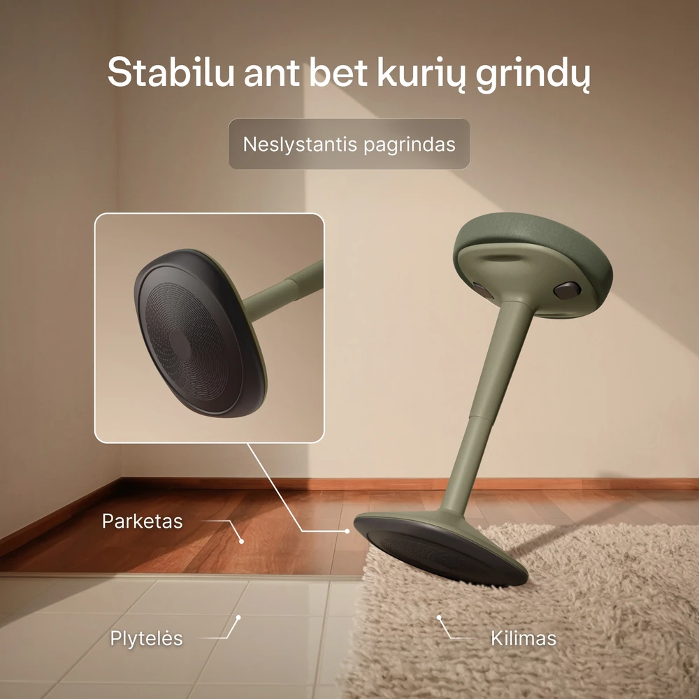 Ergonomiška balansinė kėdė Desktronic Žalia, Neslystantis pagrindas