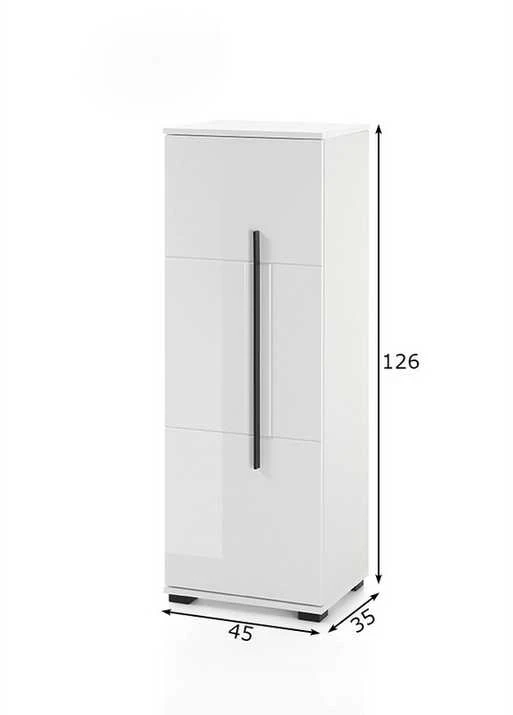 Apatinė vonios spintelė Cantara, 45 x 35 x 126 cm, baltas blizgesys