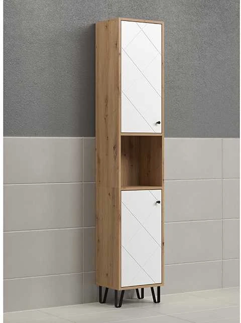 Trendteam Aukšta vonios spintelė Touch, 36 x 29 x 191 cm, ąžuolas / balta