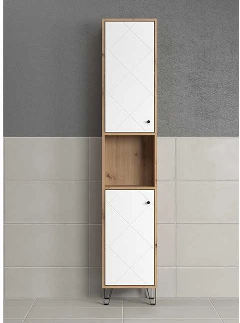 Trendteam Aukšta vonios spintelė Touch, 36 x 29 x 191 cm, ąžuolas / balta