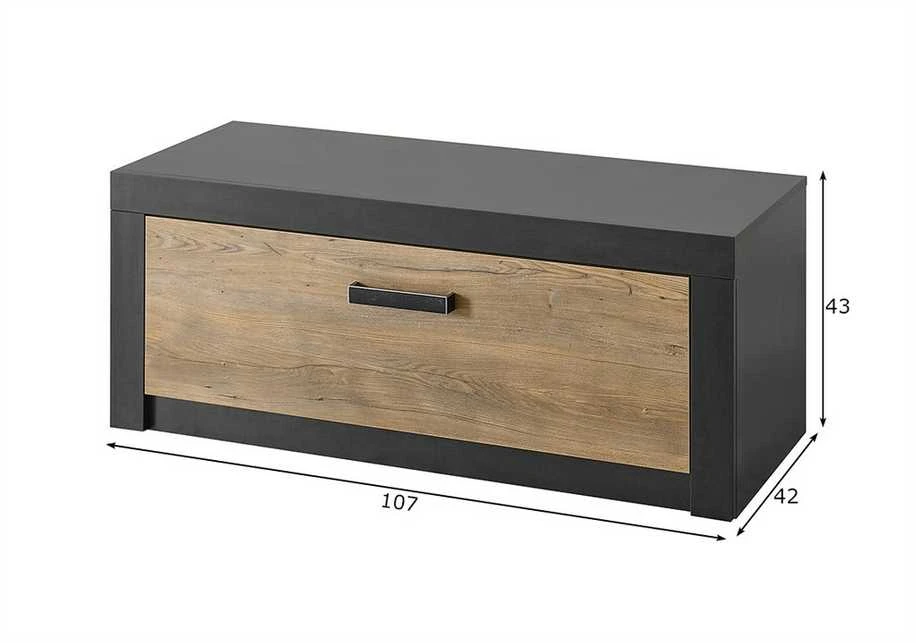 Batų spintelė Brügge, 107 x 42 x 43 cm, kaštonas / pilka