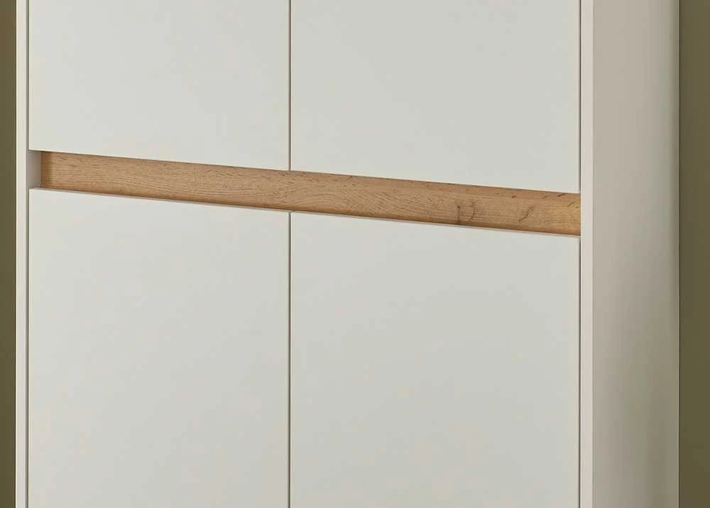 Batų spintelė City, 85 x 35 x 195 cm, balta / ąžuolas