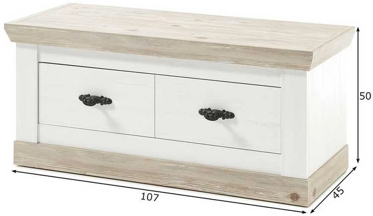 Batų spintelė Florenz, 107 x 45 x 50 cm, balta / ąžuolas