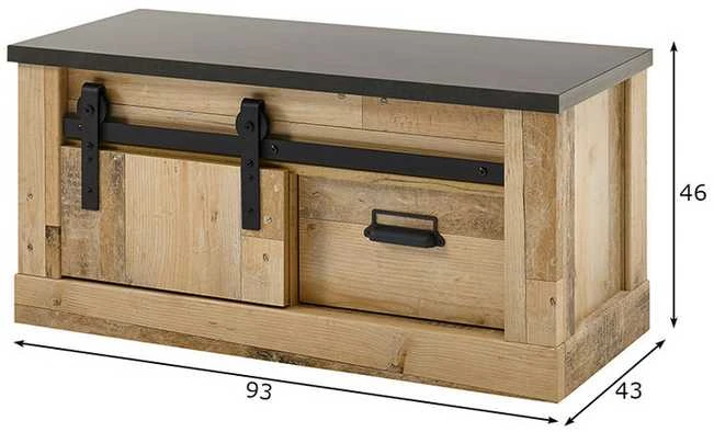 Batų spintelė Sherwood, 93 x 43 x 46 cm, ruda / pilka