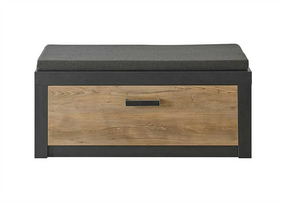 Batų spintelė su pagalve Brügge, 107 x 42 x 48 cm, kaštonas / pilka