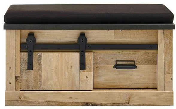 Batų spintelė su pagalve Sherwood, 93 x 43 x 46 cm, ruda / pilka