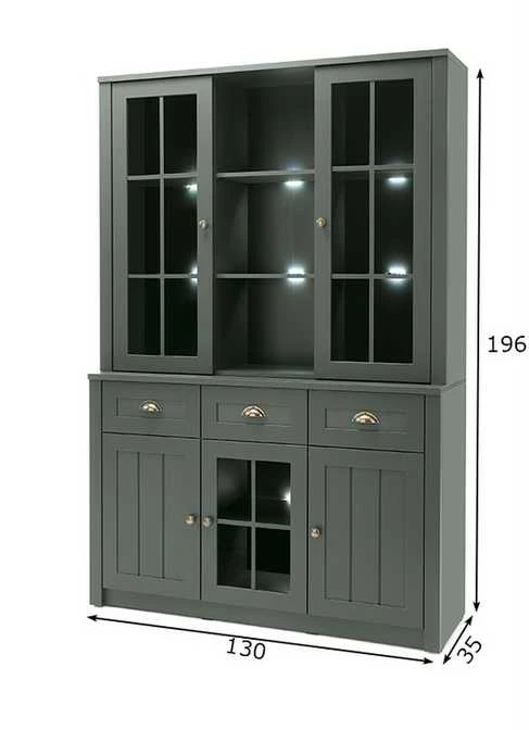 Bufetas Ascot, 130 x 35 x 196 cm, tamsiai žalia