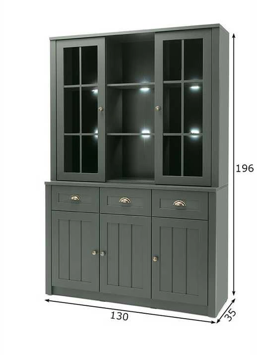 Bufetas Ascot, 130 x 35 x 196 cm, tamsiai žalia