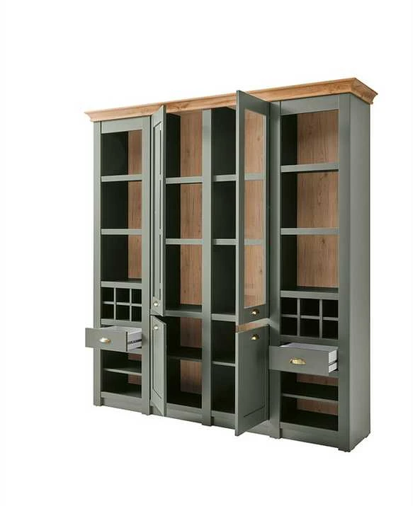 Bufetas Cambridge, 194 x 45 x 207 cm, žalia / ąžuolinė