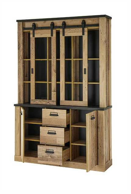 Bufetas Sherwood, 133 x 37 x 201 cm, ruda / pilka