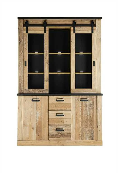 Bufetas Sherwood, 133 x 37 x 201 cm, ruda / pilka