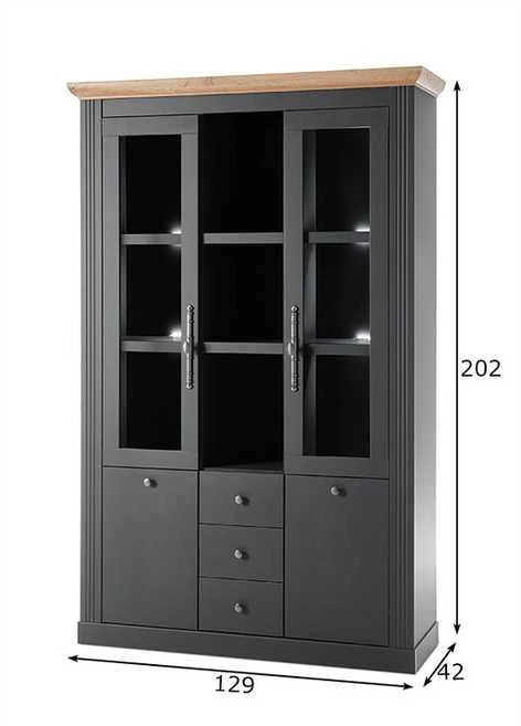 Bufetas Imv Westminster, 129 cm, tamsiai pilka/ąžuolinė