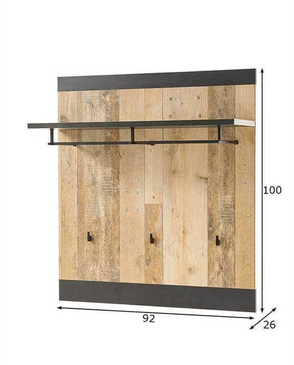Drabužių kabykla Sherwood, 92 x 26 x 100 cm, ruda / pilka