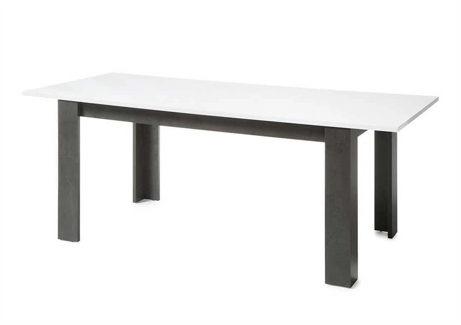Išplečiamas valgomojo stalas Etero, 158-200 x 88 x 75 cm, tamsiai pilka / baltas blizgesys