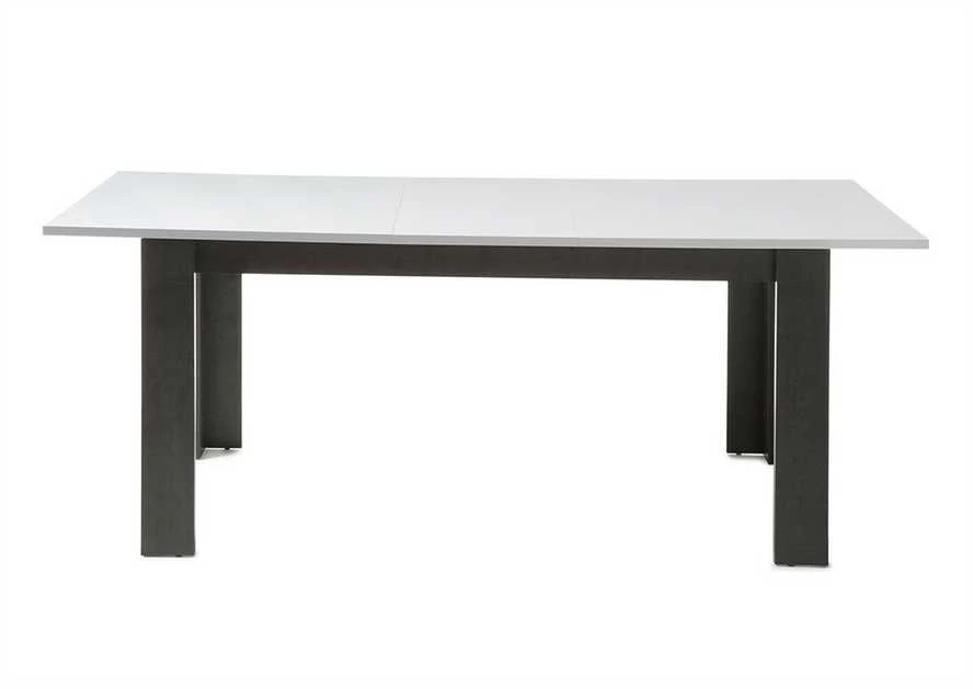 Išplečiamas valgomojo stalas Etero, 158-200 x 88 x 75 cm, tamsiai pilka / baltas blizgesys