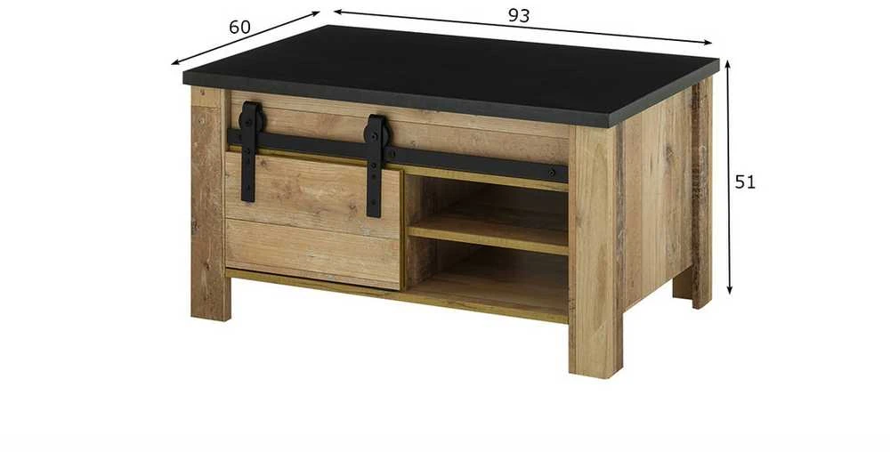 Kavos staliukas Sherwood, 93 x 60 x 51 cm, ruda / pilka