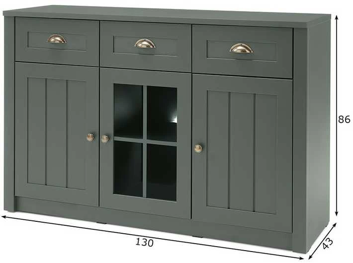 Komoda Ascot, 130 x 43 x 86 cm, tamsiai žalia