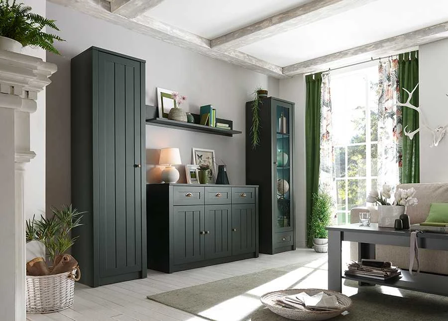 Komoda Ascot, 130 x 43 x 86 cm, tamsiai žalia