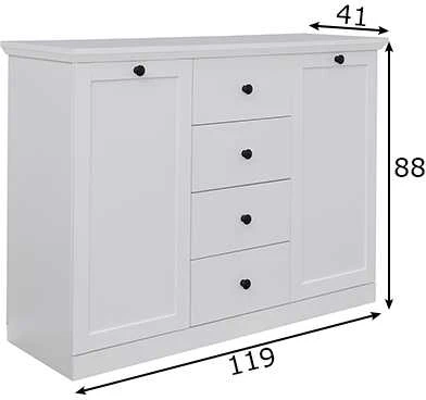 Komoda Baxter, 119 x 41 x 88 cm, balta