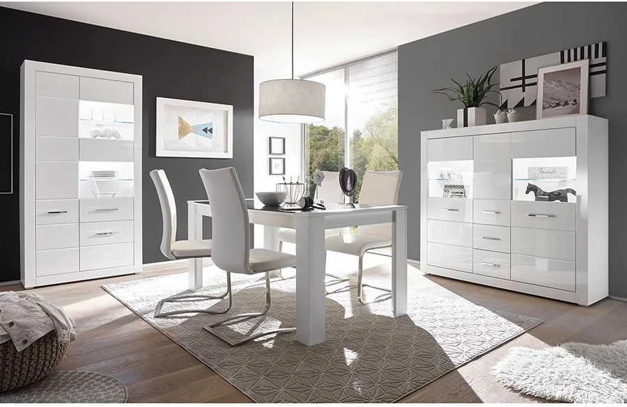 Komoda Bianco, 149 cm, baltas blizgesys