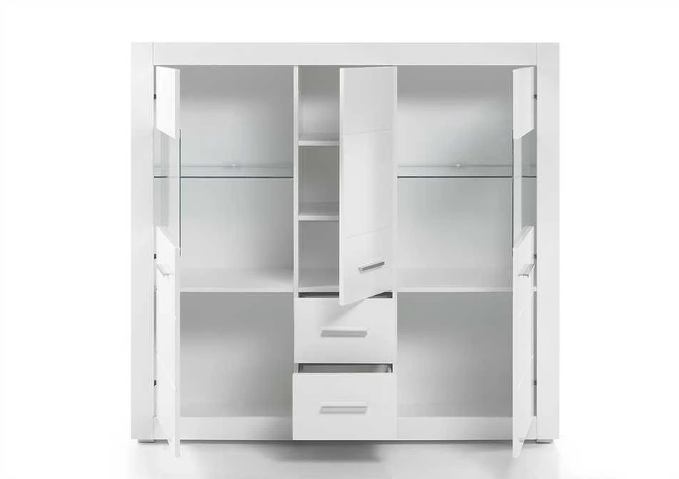 Komoda Bianco, 149 cm, baltas blizgesys