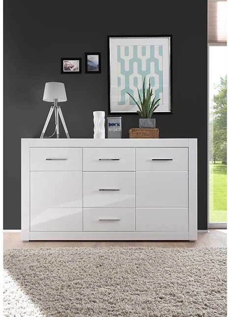 Komoda Bianco, 164 x 42 x 97 cm, baltas blizgesys