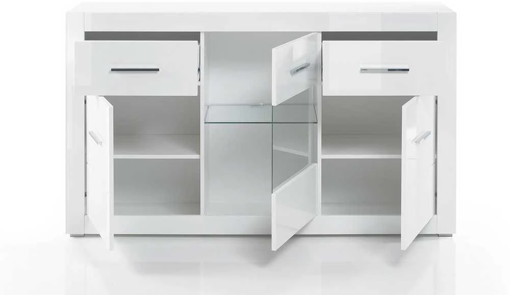 Komoda Bianco, 164 x 42 x 97 cm, baltas blizgesys
