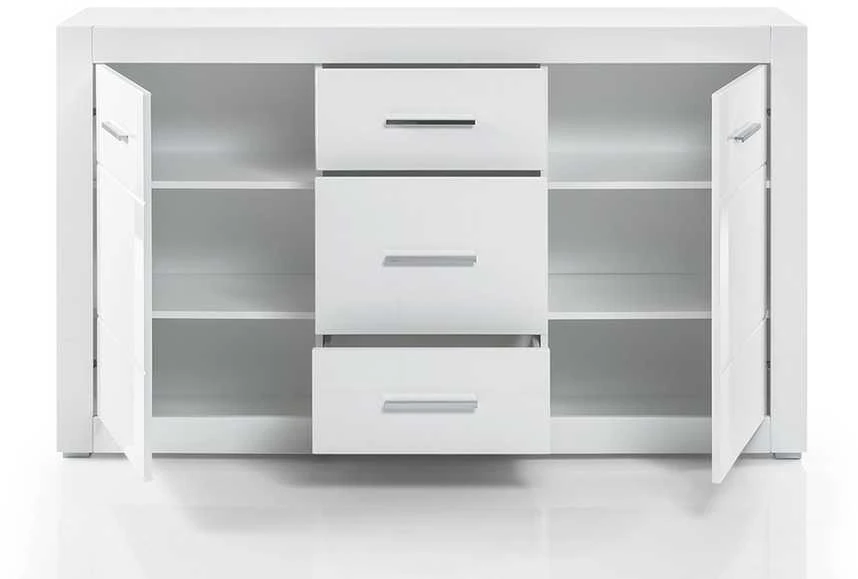 Komoda Bianco, 164 x 42 x 97 cm, baltas blizgesys