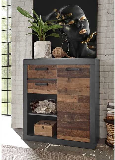Komoda Brooklyn, 92 x 40 x 104 cm, ruda / pilka