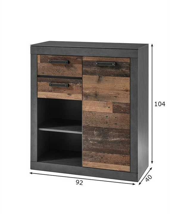 Komoda Brooklyn, 92 x 40 x 104 cm, ruda / pilka