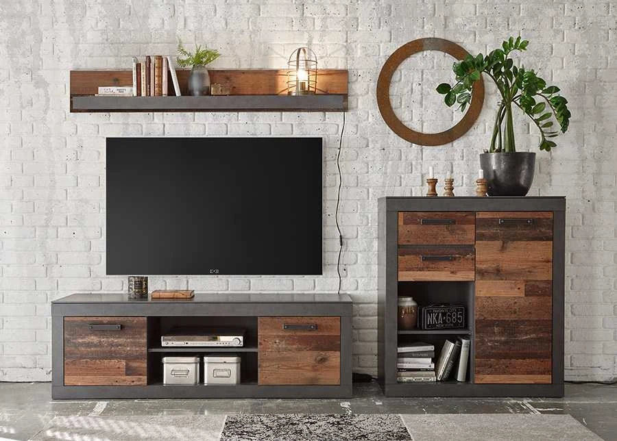Komoda Brooklyn, 92 x 40 x 104 cm, ruda / pilka