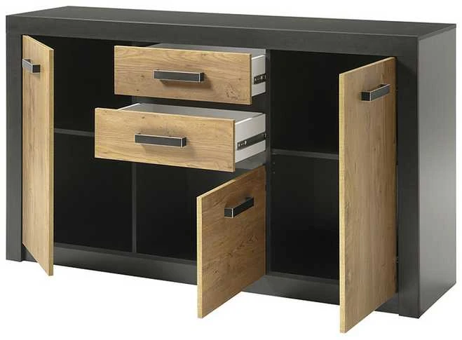 Komoda Brügge, 153 x 42 x 88 cm, kaštonas / pilka