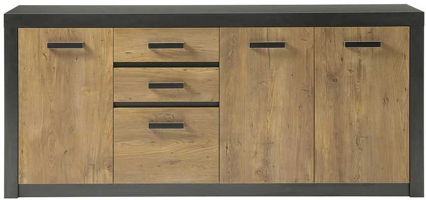 Komoda Brügge, 198 x 42 x 88 cm, kaštonas / pilka