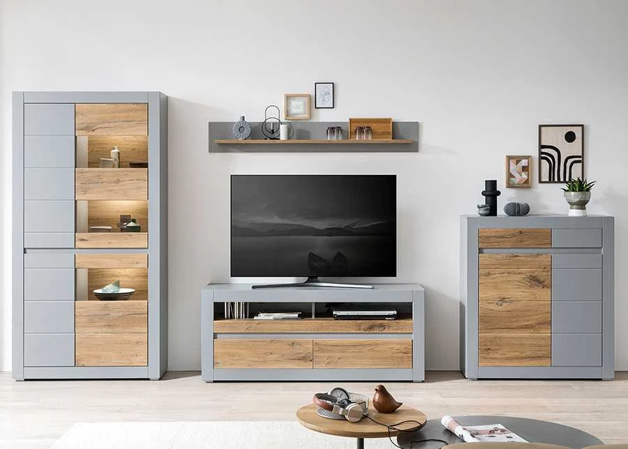 Komoda Casablanca, 100 cm, ąžuolinė/matinė pilka