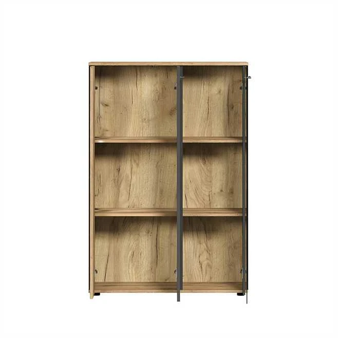 Komoda Esteban, 90 x 34 x 132 cm, antracitas / ąžuolas
