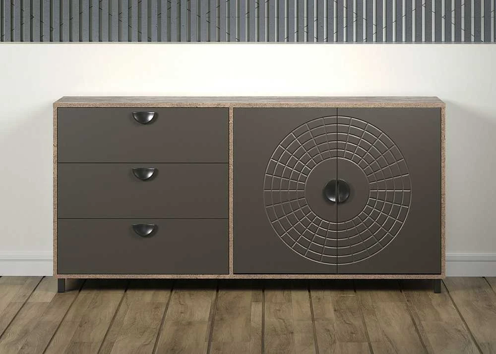 Komoda Fusion, 176 x 42 x 86 cm, pilka / ruda