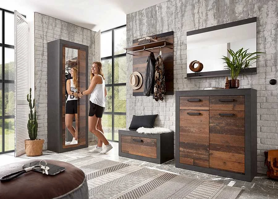 Komoda Brooklyn, 92 x 42 x 104 cm, ruda / pilka