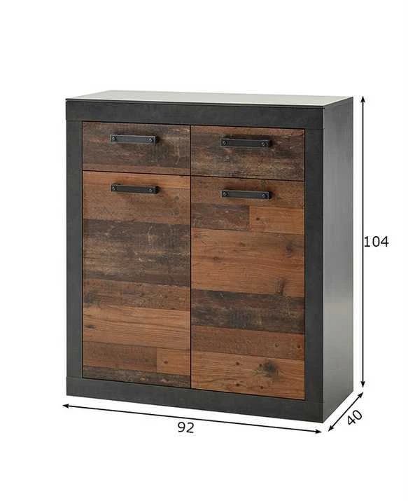 Komoda Brooklyn, 92 x 40 x 104 cm, ruda / pilka