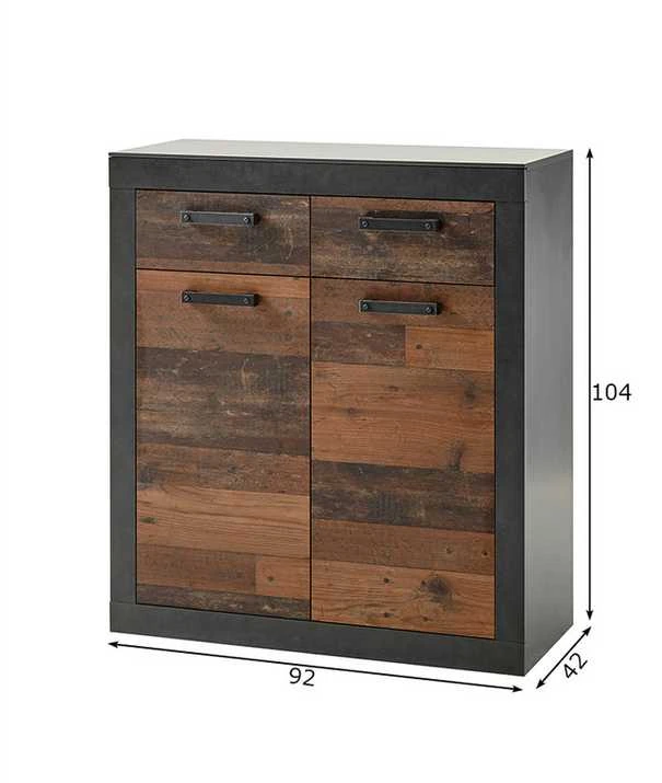 Komoda Brooklyn, 92 x 42 x 104 cm, ruda / pilka