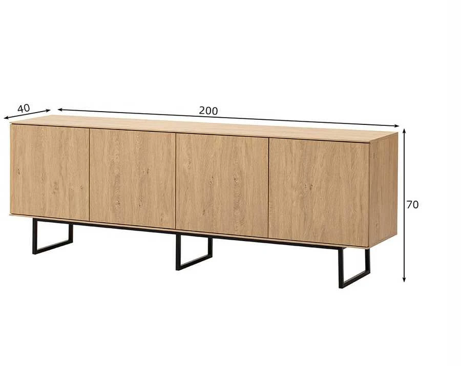 Komoda Kalmar, 200 x 40 x 70 cm, ąžuolas