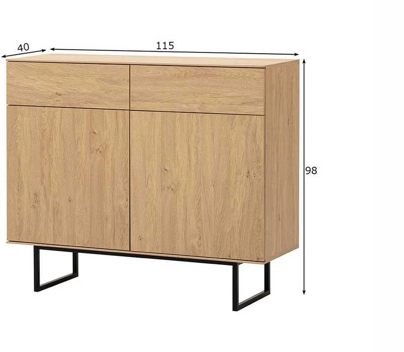 Komoda Kalmar, 115 x 40 x 98 cm, ąžuolas