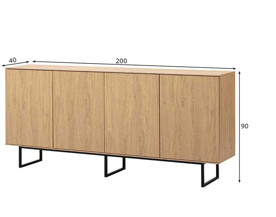 Komoda Kalmar, 200 x 40 x 90 cm, ąžuolas