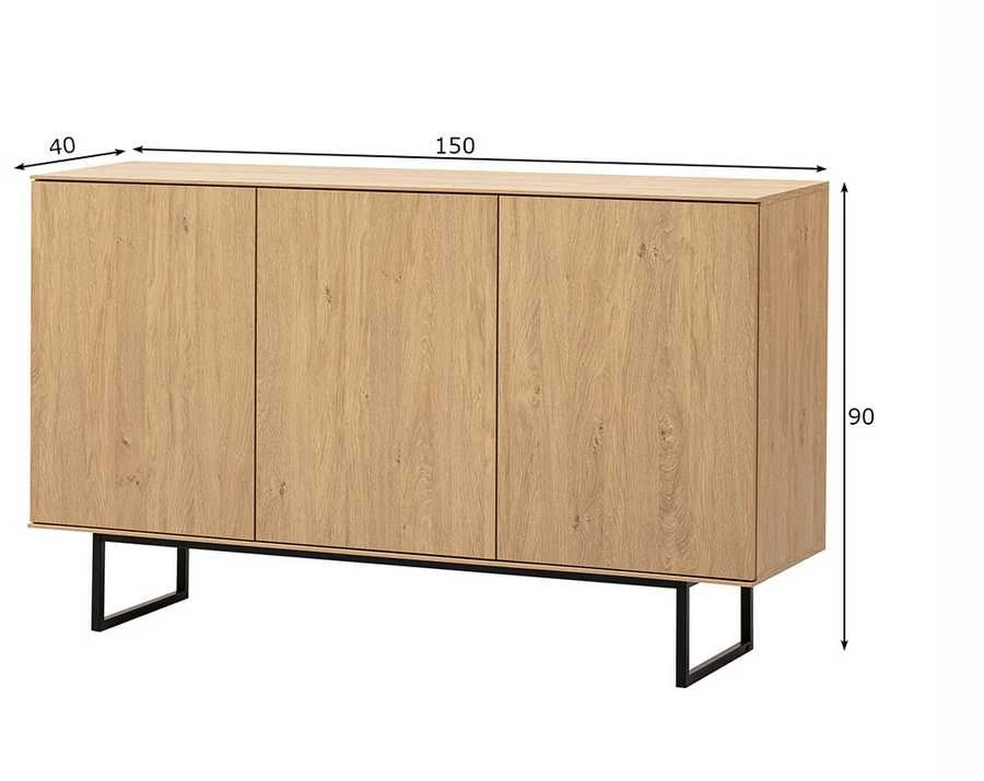 Komoda Kalmar, 150 x 40 x 90 cm, ąžuolas