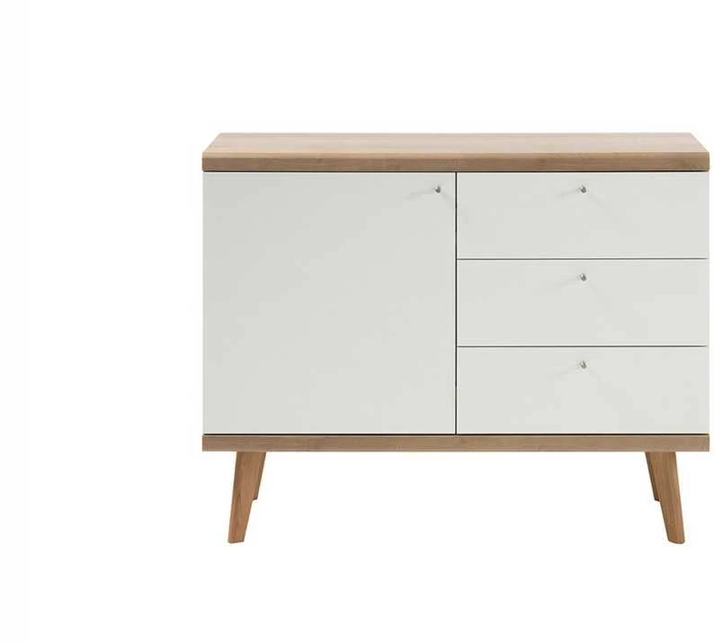 Komoda Lena, 107 x 40 x 83 cm, balta / ąžuolas