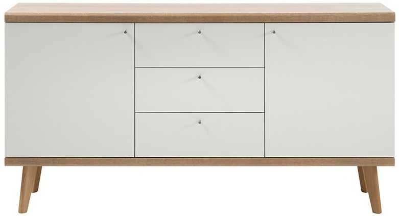 Komoda Lena, 160 x 40 x 83 cm, balta / ąžuolas