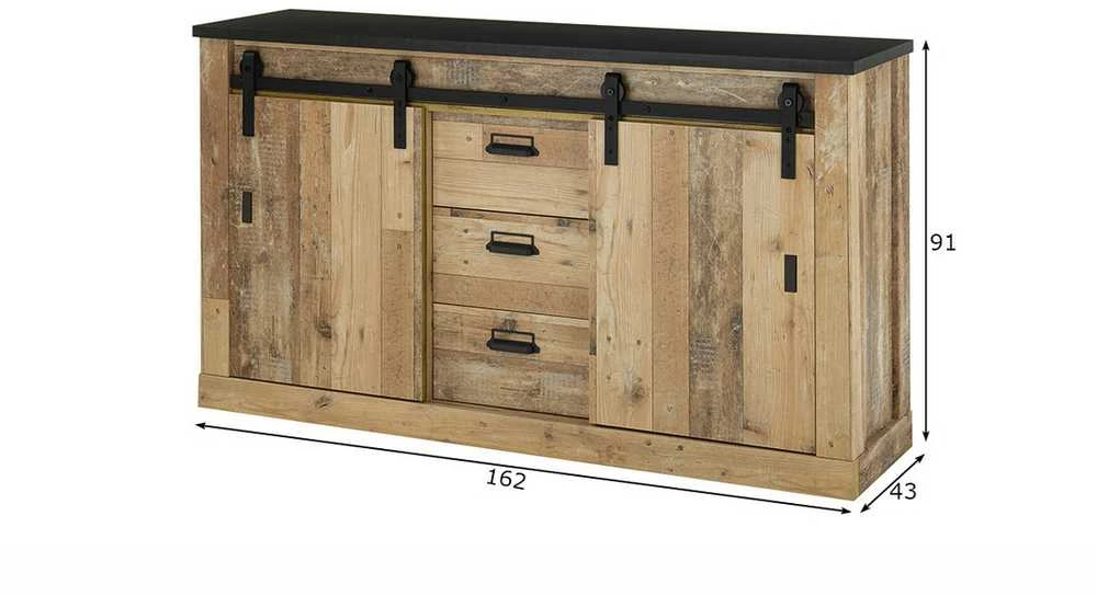 Komoda Sherwood, 162 x 43 x 91 cm, ruda / pilka